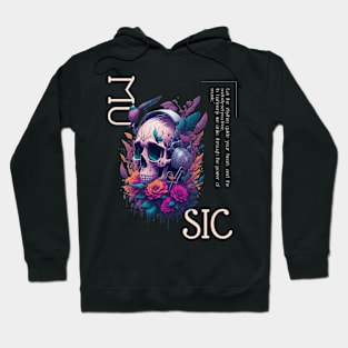 Beautiful music victor illustration design, dead skull listen to music flowers design Hoodie